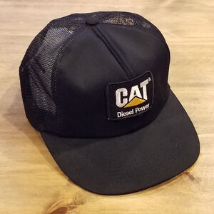 Vintage CAT Diesel Power Trucker Hat Snapback Black Patch Tonkin 80s 90s USA
